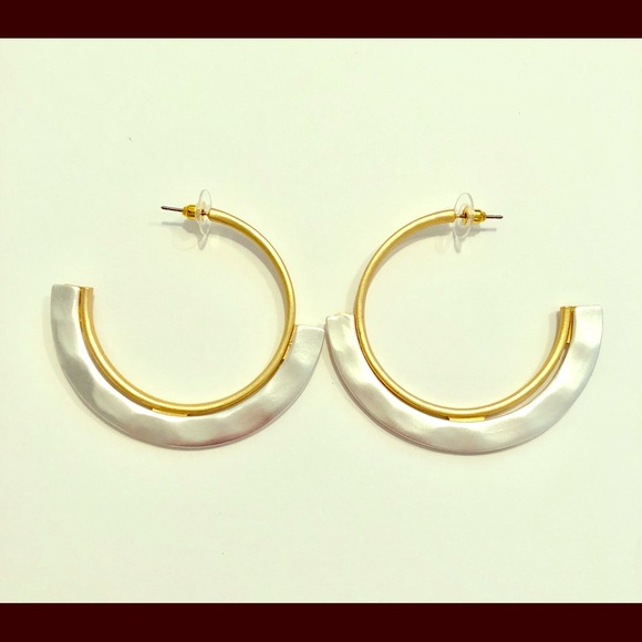 Oversized fan hoop in gold with silver - Picture 1 of 1